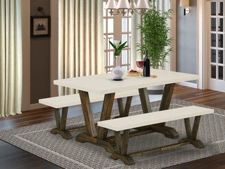 5 Pc Kitchen Table Set - A Wood Table with 4 Dining Parson Chairs-AC