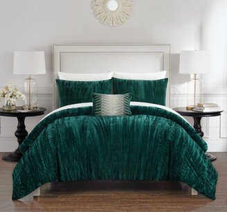 Kerk 8 Piece Crushed Velvet Bed in a Bag Comforter Set-AA