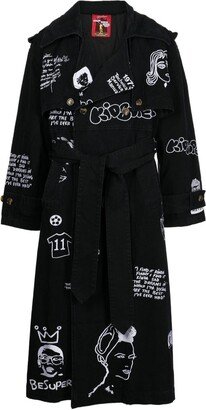 KidSuper Embroidered Cotton Trench Coat