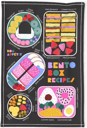 Japanese Tea Towel - Bento Box By Twigged Recipe Nori Sandwich Musubi Food Lunch Linen Cotton Canvas Spoonflower