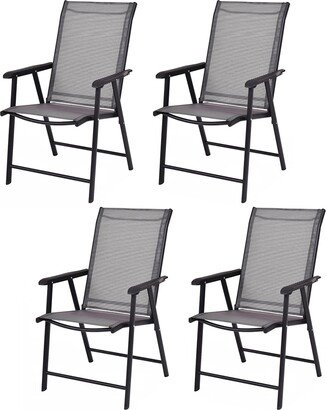 Set of 4 Patio Folding Chairs Camping Deck Dining Chair