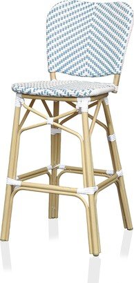 Chelimo Patio Bar Chair with Footrest, Set of 2 - Natural, Blue, White