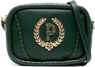 Logo-Plaque Contrast-Stitching Crossbody Bag