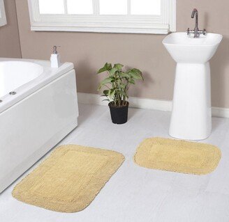 Home Weavers Inc Set of 2 Radiant Collection Yellow Cotton Ruffle Pattern Tufted Bath Rug Set - Home Weavers