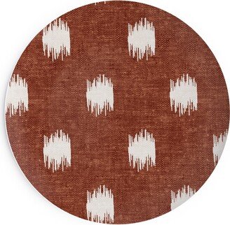 Salad Plates: Ikat Polka Dots - Rust Salad Plate, Red