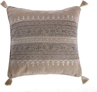 Trevino Embroidered Burlap Decorative Pillow, 20 x 20