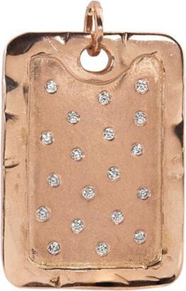 JULEZ BRYANT Dani Scattered White Diamond Large Rose Gold Dog Tag Charm