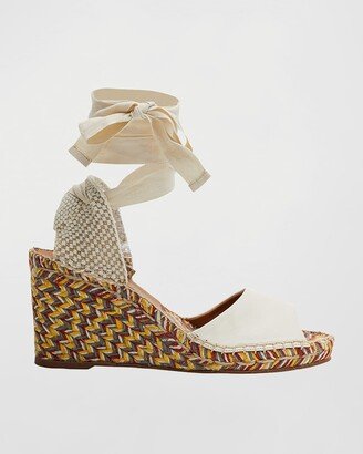 Piia Ankle-Wrap Wedge Espadrilles