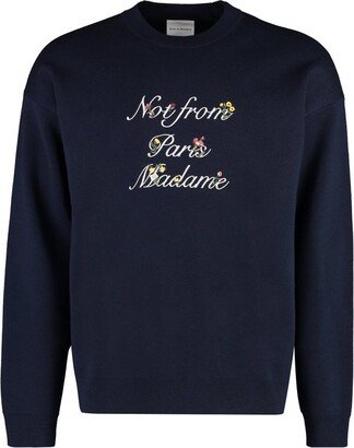 Slogan Embroidered Crewneck Sweater