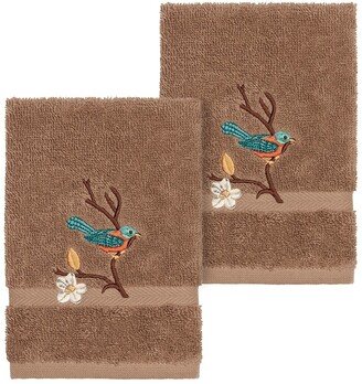 Spring Time Embellished Washcloth - Set of 2 - Latte