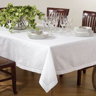 Saro Lifestyle Hemstitched Tablecloth, White, 65 x 84