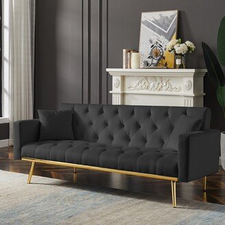 GEROJO Black Modern Convertible Folding Futon Sofa Bed, Sleeper Sofa Couch, 3 Adjustable Positions, Cream White