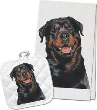 Rottweiler Rottie Kitchen Dish Towel & Pot Holder Gift Set