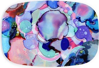 Serving Platters: Abstract Rainbow Ink - Multi Serving Platter, Multicolor