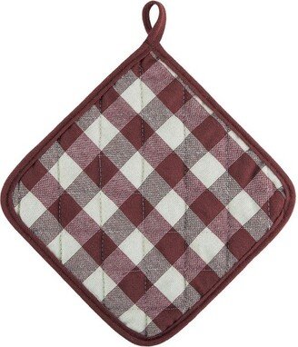 Kate Aurora 2 Pack Gingham Plaid Checkered Country Farmhouse Pot Holders - 8 in. W x 8 in. L, Burgundy