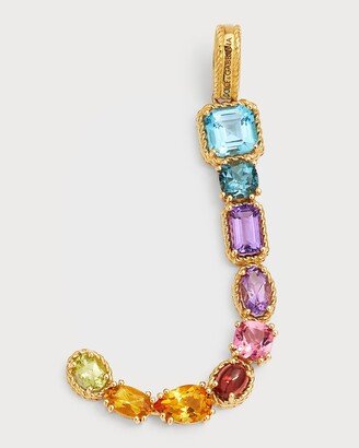 Yellow Gold Multi Fine Gem Charm, Letter J