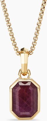 Emerald Cut Amulet in 18K Yellow Gold with Indian Ruby Women's