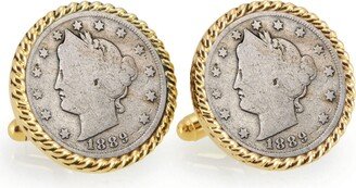 American Coin Treasures 1800's Liberty Nickel Rope Bezel Coin Cuff Links