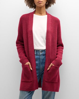 Ribbed Open-Front Wool Cardigan