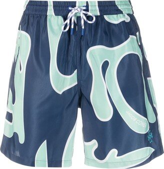 Abstract-Print Swim Shorts-AA