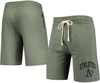 Men's Concepts Sport Heathered Olive Oakland Athletics Mainstream Tri-Blend Shorts-AA