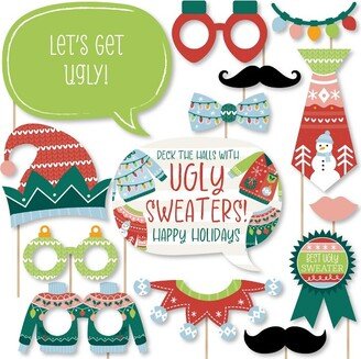 Big Dot of Happiness Colorful Christmas Sweaters - Ugly Sweater Holiday Party Photo Booth Props Kit - 20 Count