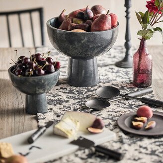 Black Soapstone Pedestal Serving Bowl-AA