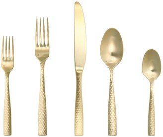 Lucca Faceted Brushed Gold 20pc Flatware Set