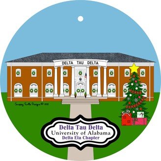 Delta Tau Fraternity House At The University Of Alabama Christmas Ornament - Eta Chapter Δτδ Delts Dtd Bama Al