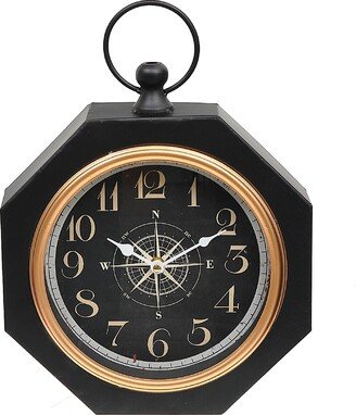 IH Casa Decor Black Octagon Metal Table Clock