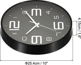 Unique Bargains 2Pcs 10 Wall Clock Battery Operated Silent Non-Ticking 3D Numbers Black