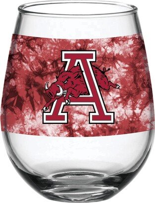 Arkansas Razorbacks 15 Oz Vintage-Inspired Tie-Dye Stemless Wine Glass