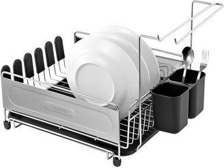 Compact 17.25In Fingerprint-Proof Stainless Steel Dish Drying Rack With Wine Glass Holder