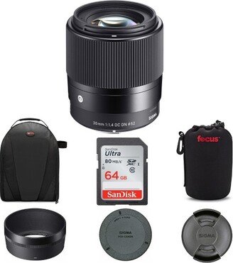 Sigma Photo Sigma 30mm f/1.4 DC DN Contemporary Lens for Canon EF-M with Accessory Bundle