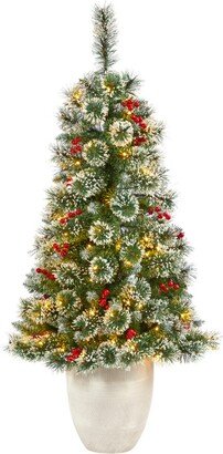 Frosted Swiss Pine Artificial Christmas Tree with 100 Lights and 195 Bendable Branches