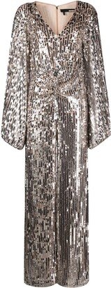 V-neck sequin jumpsuit