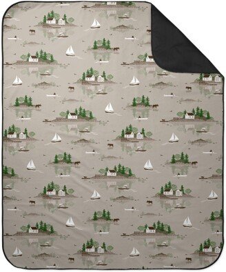 Picnic Blankets: Boats On The Lake - Beige Picnic Blanket, Beige