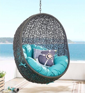 Balmoral Outdoor Grey Rattan with Turquoise Cushioned Hanging Swing Chair