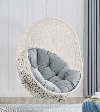 Balmoral Outdoor White Rattan with Grey Cushioned Hanging Swing Chair