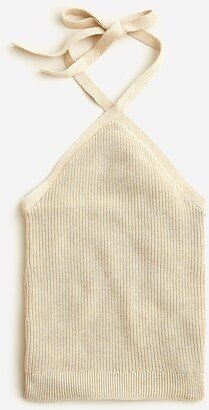 Cotton-blend halter sweater-tank