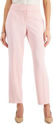 Petites Womens Mid-Rise Slim Straight Leg Pants