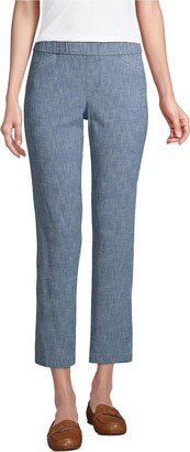 Petite Mid Rise Pull On Knockabout Chambray Crop Pants