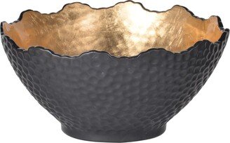 A and B Home Metro Black and Gold Large Gilded Bowl