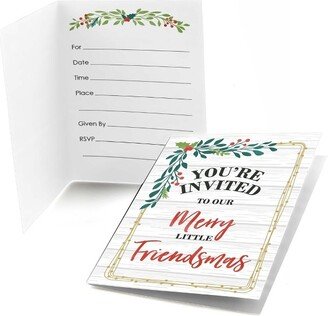 Big Dot of Happiness Rustic Merry Friendsmas - Fill-in Friends Christmas Party Invitations (8 Count)