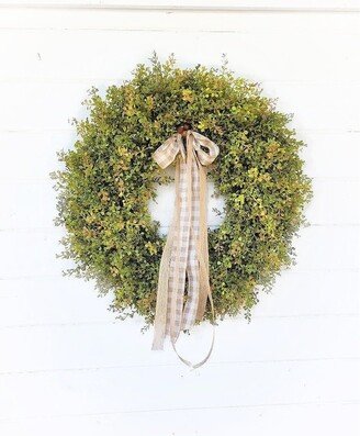 Boho Wreath-Fall Greenery Wreath-Baby Eucalyptus Farmhouse Wreath-Outdoor Wreath-Thanksgiving Wreath-Modern Door Wreath-Gifts