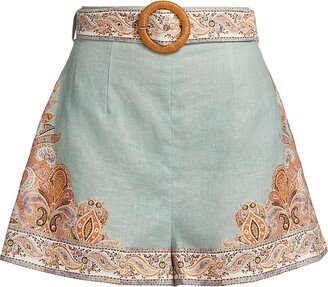 Devi Belted Paisley Shorts