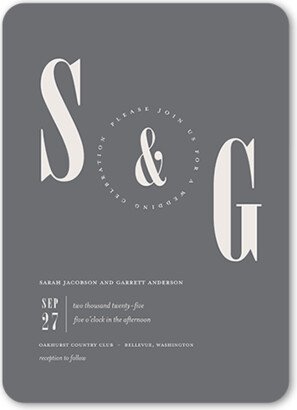 Wedding Invitations: Pleasant Pair Wedding Invitation, Gray, 5X7, Matte, Signature Smooth Cardstock, Rounded