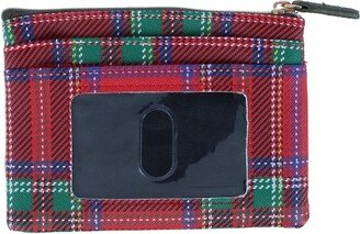 Women's Tartan Plaid Printed Vegan Leather Large ID Coin Case, Red Tartan Plaid