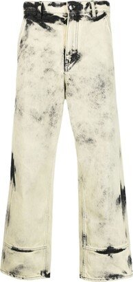 Bleach Wash Wide-Leg Jeans