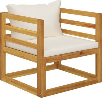 Patio Chair with Cream Cushions Solid Acacia Wood